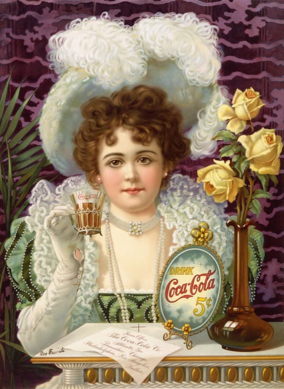 Coca-Cola five cents advertisement, circa 1900