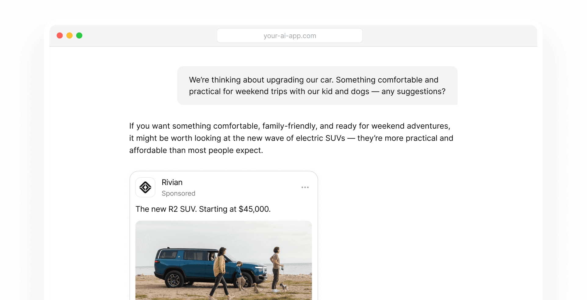 AI chat with native ad integration